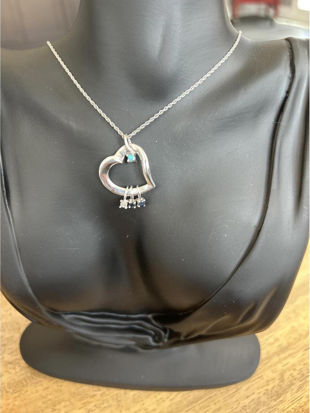 Lenox Silver Multi Gemstone Heart Charm Pendant Necklace 18"